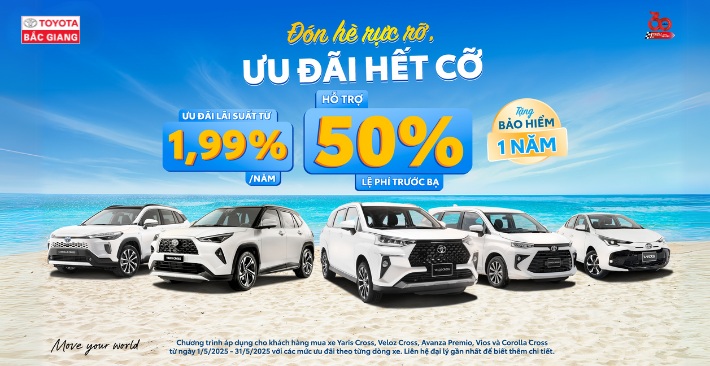 ƯU ĐÃI KHI MUA XE VIOS, VELOZ CROSS, COROLLA CROSS, AVANZA PREMIO VÀ YARIS CROSS TRONG THÁNG 05/2025
